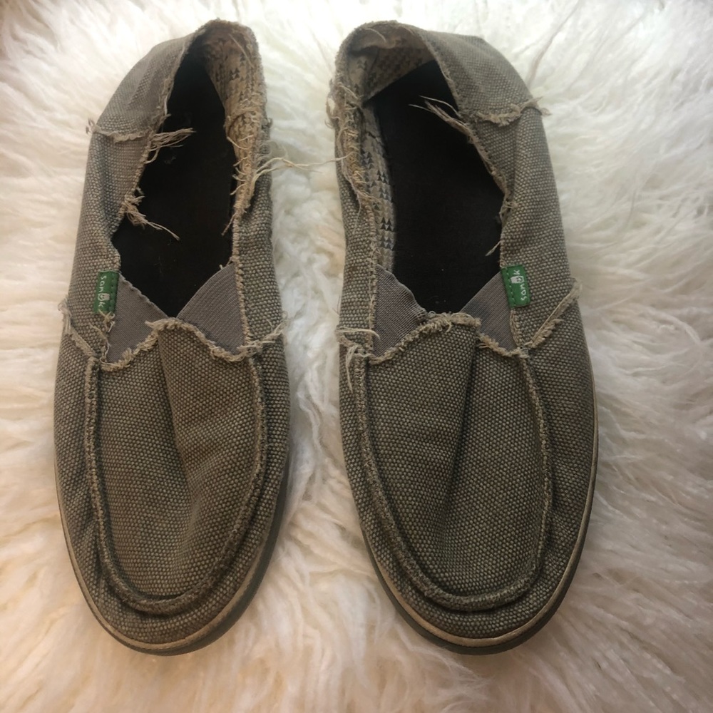 Sanuk grey womens size 8 Donna hemp slides